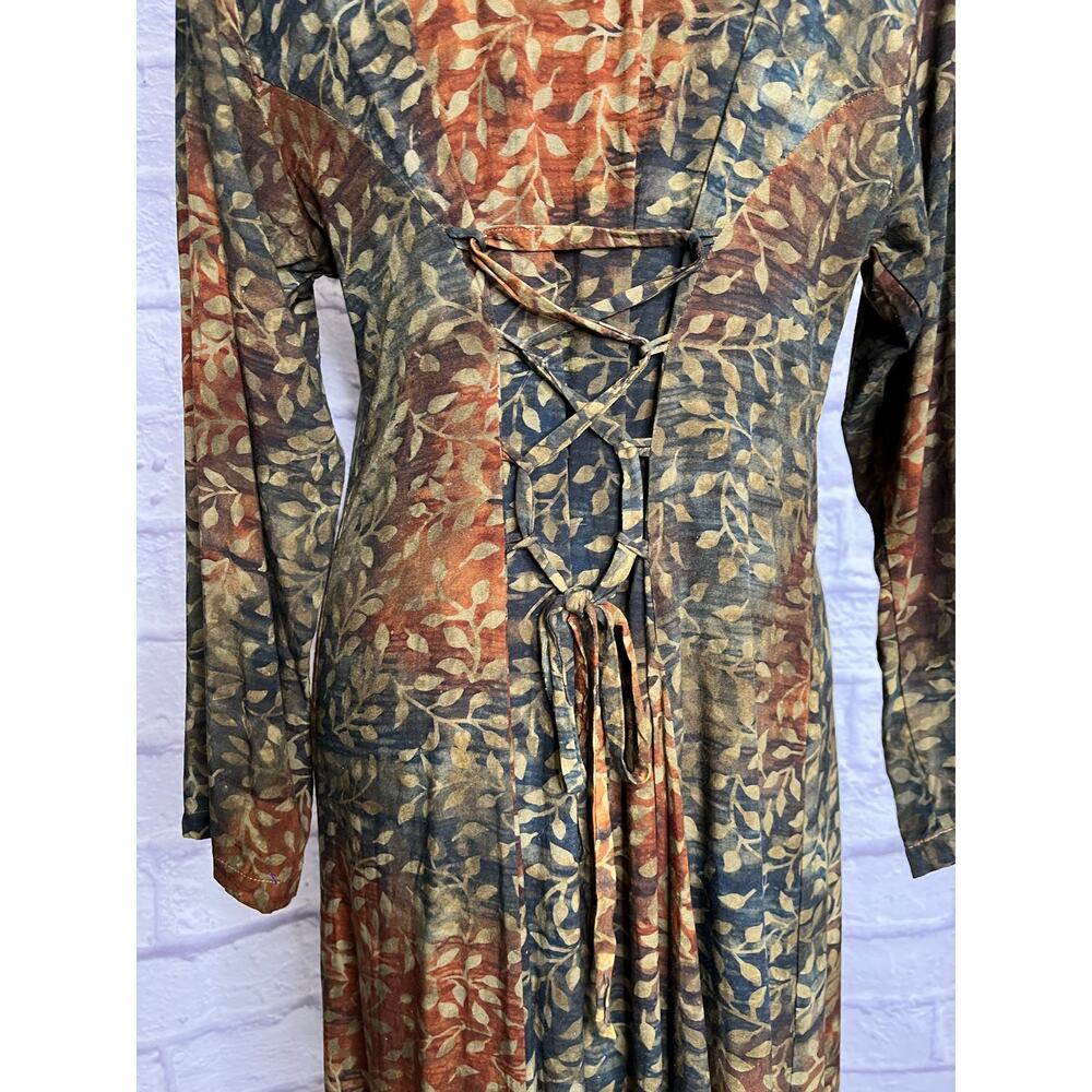 Lost River Clothing Co. Rustic Earthy Batik Boho Back Lace Up Maxi Dress - Picture 5 of 13